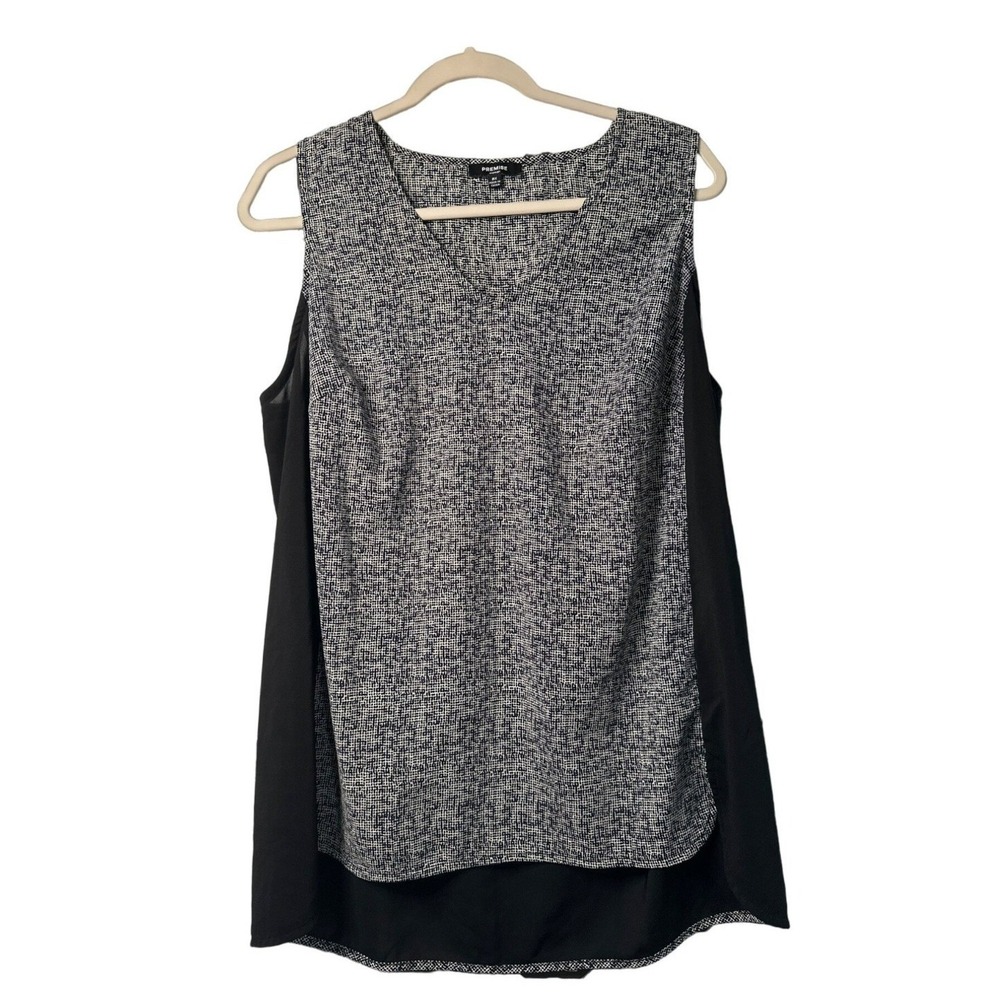 Premise Abstract Women's Blouse Plus-Size 0X Black White High-Low Tank Top‎